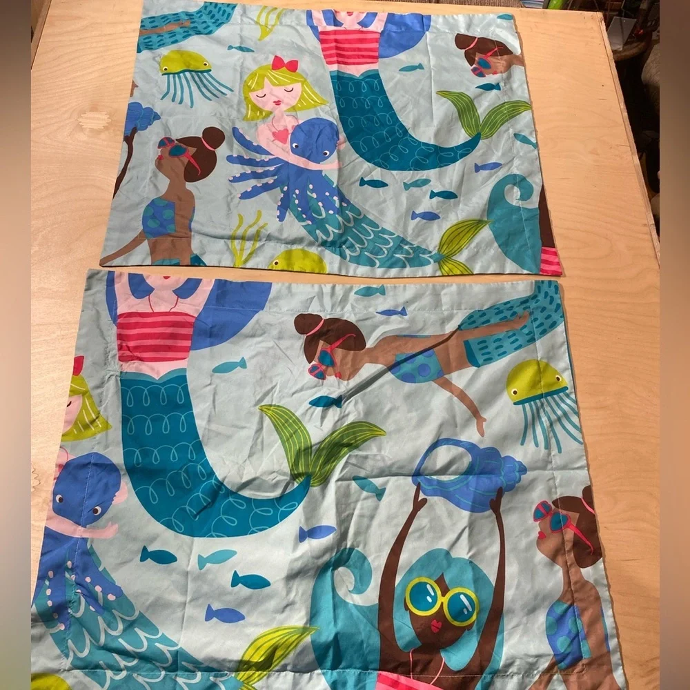 Mermaid and Sea Life Pillow Shams  Full Size (MO)